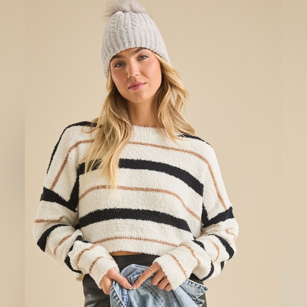 Natalie stripe Teddy pullover